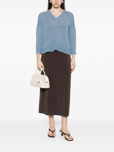 Base Cotton Blend Sweater In Blue