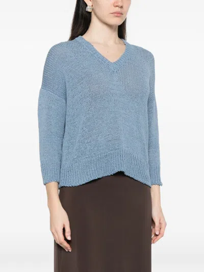 Base Cotton Blend Sweater In Blue