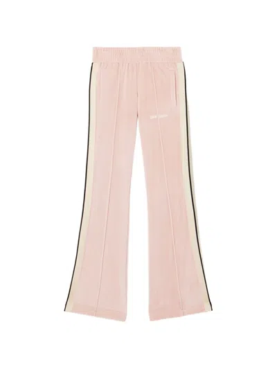 Palm Angels Chenille Track Trousers Flared Leg Stripes In Pink