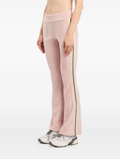 Palm Angels Chenille Track Trousers Flared Leg Stripes In Pink