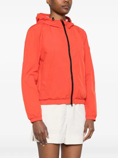 Peuterey Nigle Hooded Blouson Jacket Elasticated Cuffs Hem In Red