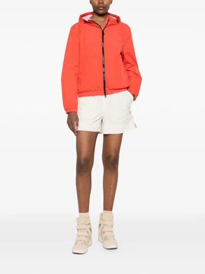 Peuterey Nigle Hooded Blouson Jacket Elasticated Cuffs Hem In Red