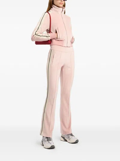 Palm Angels Chenille Track Jacket High Collar Cropped In Pink