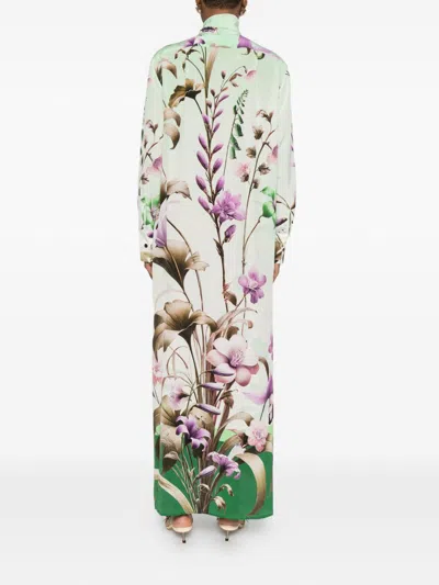F.r.s . Printed Silk Dress In Multi