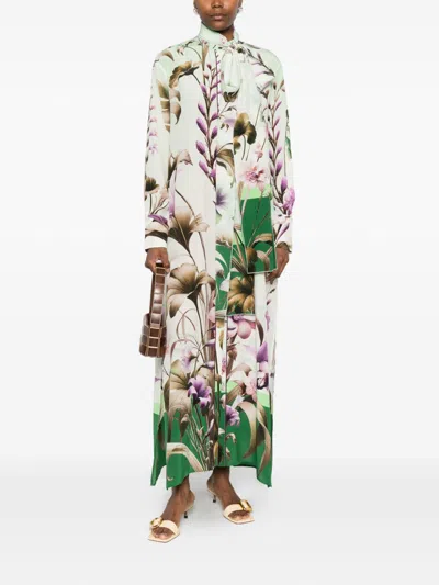 F.r.s . Printed Silk Dress In Multi