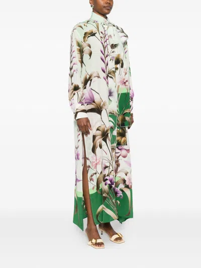 F.r.s . Printed Silk Dress In Multi