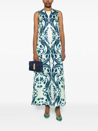F.r.s . Printed Silk Dress In Multi
