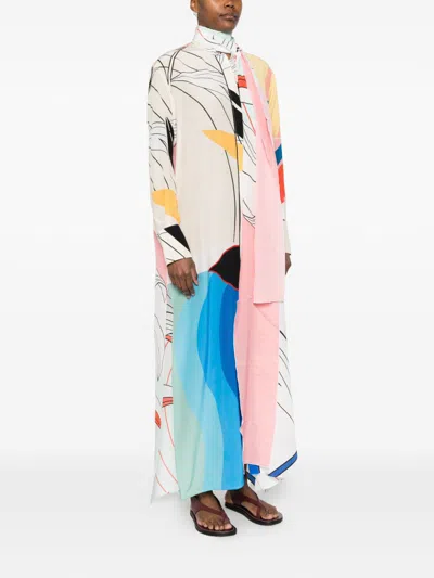 F.r.s . Printed Silk Dress In Multi