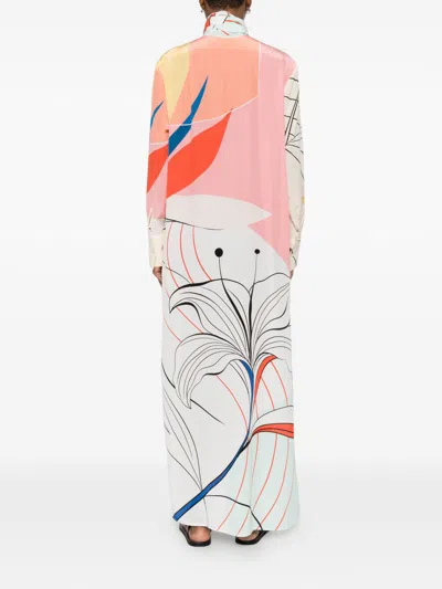 F.r.s . Printed Silk Dress In Multi