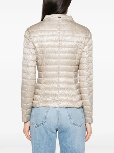 Herno Nylon Short Down Jacket In Neutral