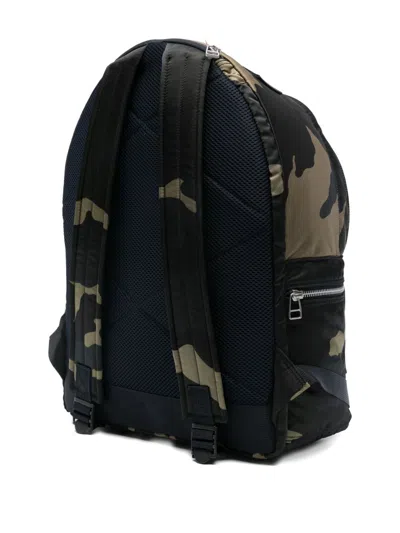 Porter Camouflage Backpack Adjustable Straps Zip Pockets In Green
