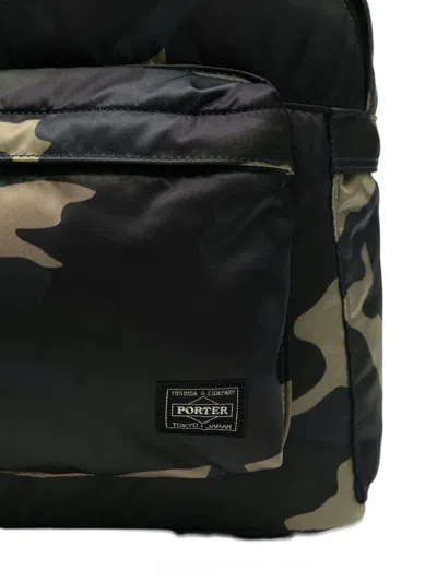 Porter Camouflage Backpack Adjustable Straps Zip Pockets In Green