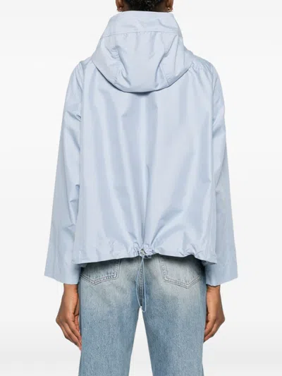 Fay Short Parka In Technical Poplin With Hook In Blue
