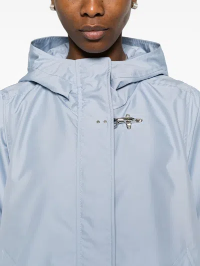 Fay Short Parka In Technical Poplin With Hook In Blue