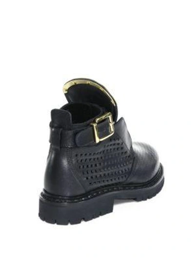 Shop Balmain Perforated Leather Boots In Black