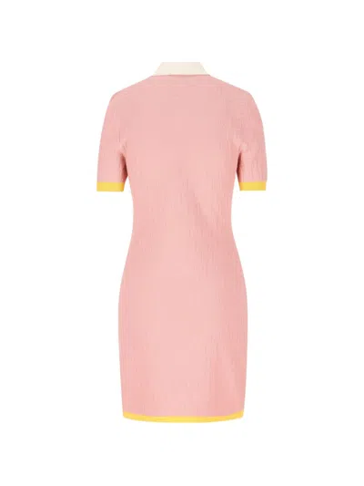 Fendi Women Cotton And Silk Blend Short Dress With All-over Ff Motif In Pink