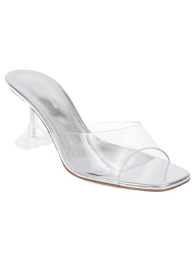 Amina Muaddi Women Lupita Glass Sandals In Gray