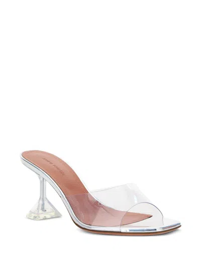 Amina Muaddi Women Lupita Glass Sandals In Gray