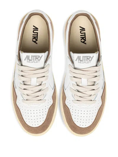 Autry 'medalist' White Low Top Sneakers With Logo Patch On Tongue And Side In Leather Blend Woman