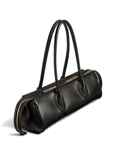 Khaite Donna Tubular Leather Shoulder Bag In Black