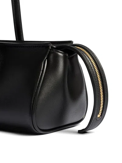 Khaite Donna Tubular Leather Shoulder Bag In Black
