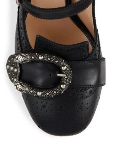 Shop Gucci Iowa Snake Block-heel Buckle Leather Brogue Booties In White