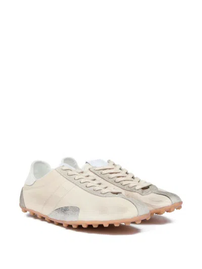Maison Margiela Sneakers Sprinters In Suede And Leather With Vintage Finish In Neutral