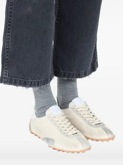 Maison Margiela Sneakers Sprinters In Suede And Leather With Vintage Finish In Neutral