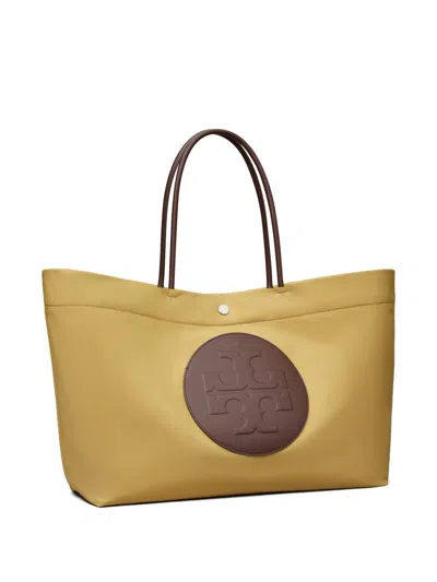 Tory Burch Ella Twist Nylon Shoulder Bag With Maxi Logo Patch On The Front In Neutral