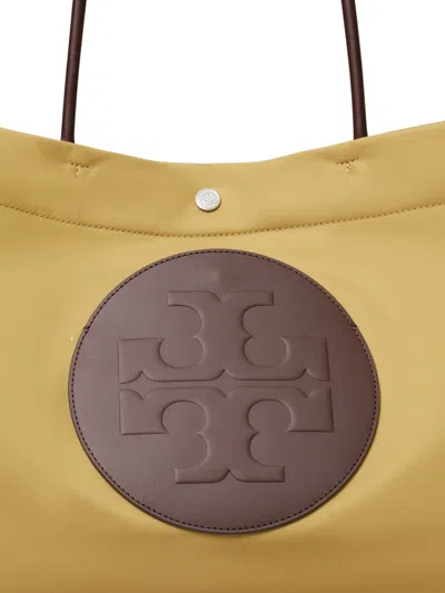 Tory Burch Ella Twist Nylon Shoulder Bag With Maxi Logo Patch On The Front In Neutral