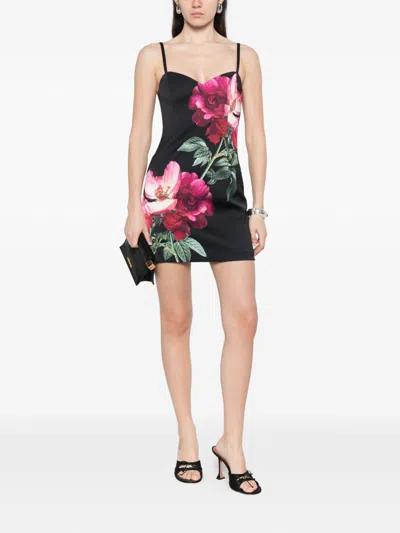 Alice And Olivia Nina Sweetheart Spaghetti Strap Mini Dress Empress Bloom Black In Multi