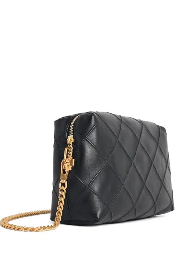 Tory Burch Fleming Black Diamond Quilted Shoulder Bag With Chain-link Shoulder Strap In Leather Woman