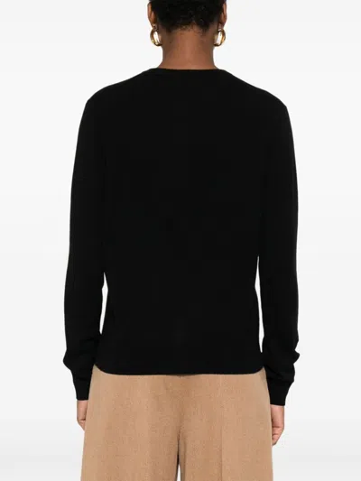 Soft Goat Buttoned Crew Neck Sweater In Black