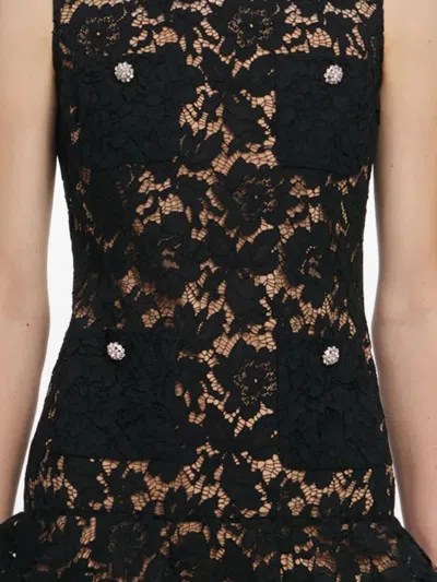 Self-portrait Lace Crystal Embellished Mini Dress In Black