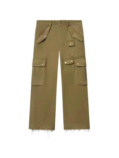 Isabel Marant Josine Cotton Twill Flare Crop Cargo Pants In Brown