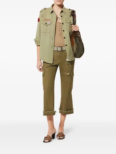 Isabel Marant Josine Cotton Twill Flare Crop Cargo Pants In Brown