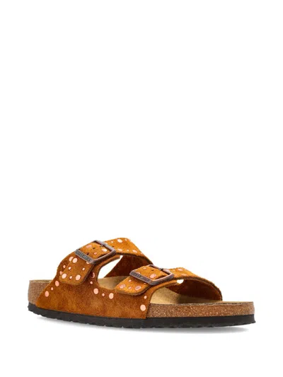 Birkenstock Arizona Rivets Studded Slide Sandal In Brown