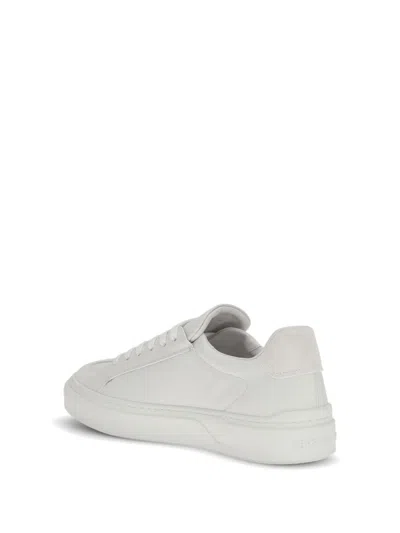 Ferragamo White Calf Leather Bos Taurus Sneakers In Gray