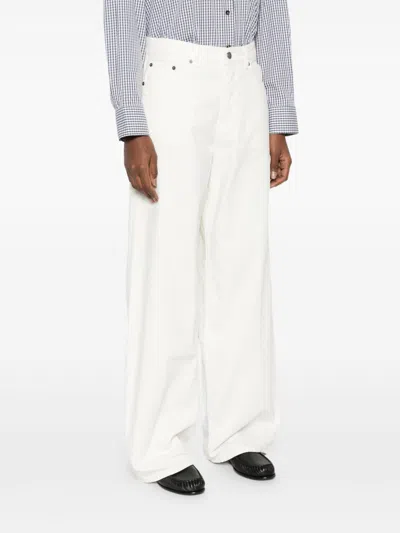 Haikure Bethany Twill Wide-leg Jeans 45 In White