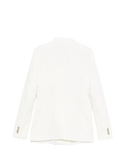 Tagliatore Double Breasted Jacket Structured Front Pockets In White
