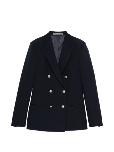 Tagliatore Double Breasted Jacket Front Pockets Notch Lapels In Black