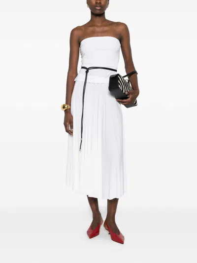 Norma Kamali White Solid Strapless Top In White