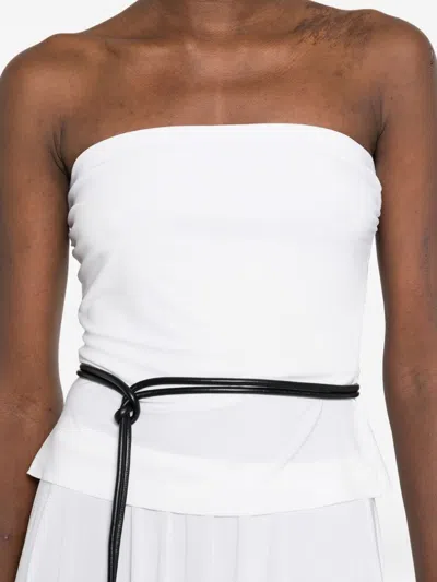 Norma Kamali White Solid Strapless Top In White