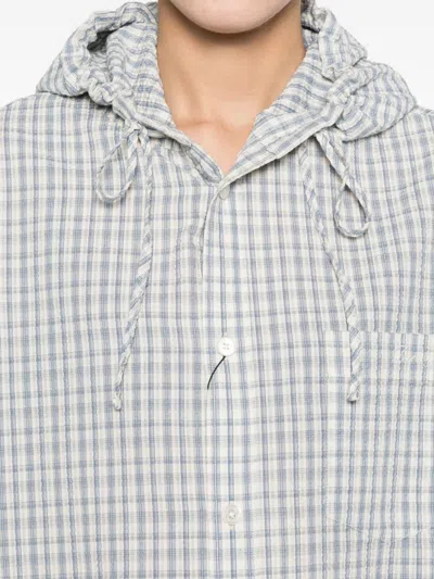 Dunst Hooded Checked-pattern Shirt In Blue