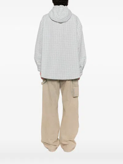 Dunst Hooded Checked-pattern Shirt In Blue