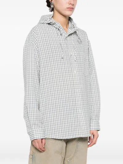Dunst Hooded Checked-pattern Shirt In Blue