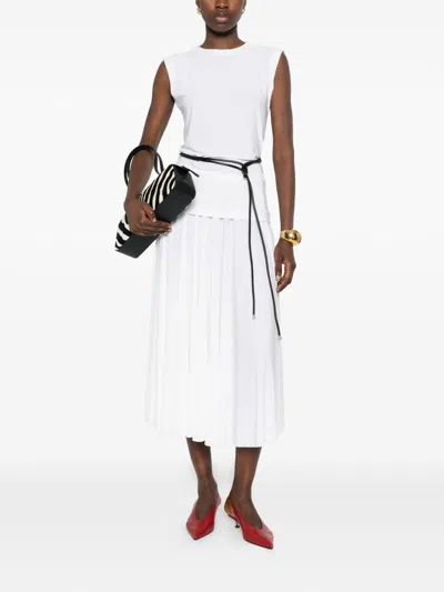 Norma Kamali White Solid Round Neck Top In White