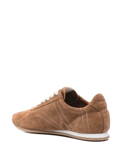 Totême Flex Suede Sneakers Copper In Brown