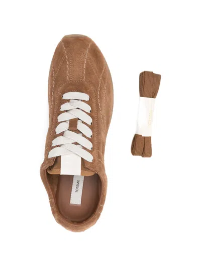 Totême Flex Suede Sneakers Copper In Brown
