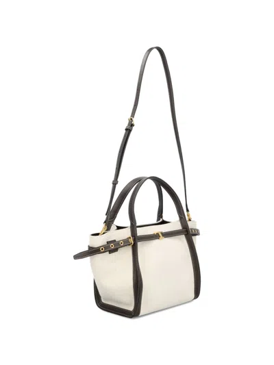 Tod's White Tote Bag With Front Leather Buckled Belt In Cotton Blend Woman